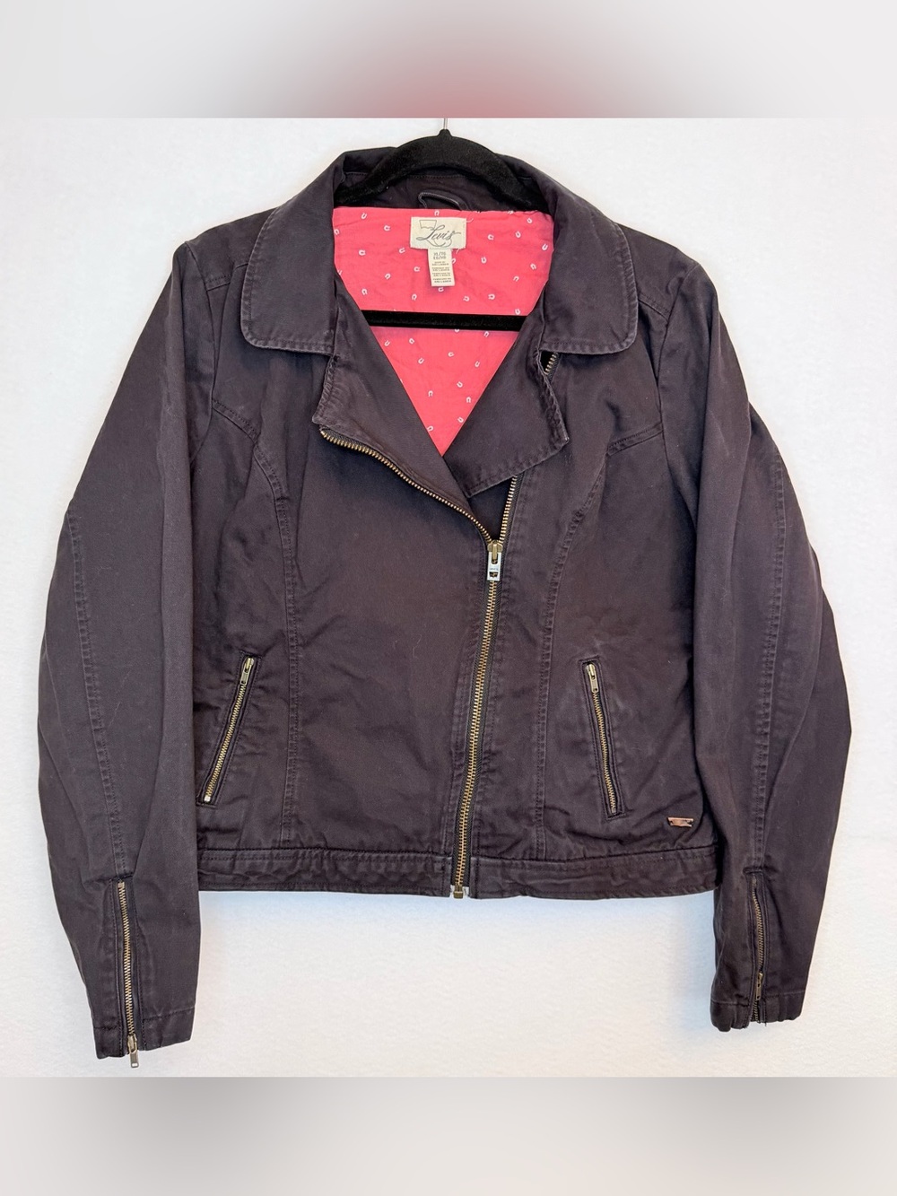 Levi’s Black Moto Jacket XL Asymmetrical Zip Cotton Twill Zip Cuff